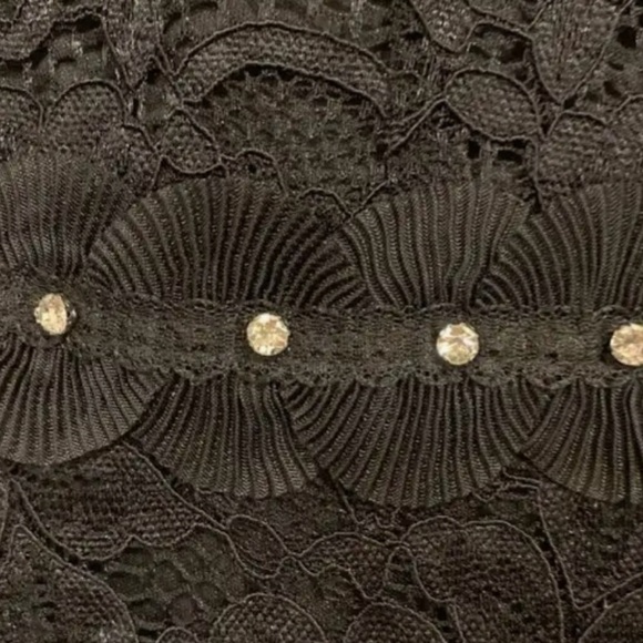 Sam Edelman Size 16 Black Lace Crochet Mini Dress, Crystal Waist design NWT - Picture 6 of 11
